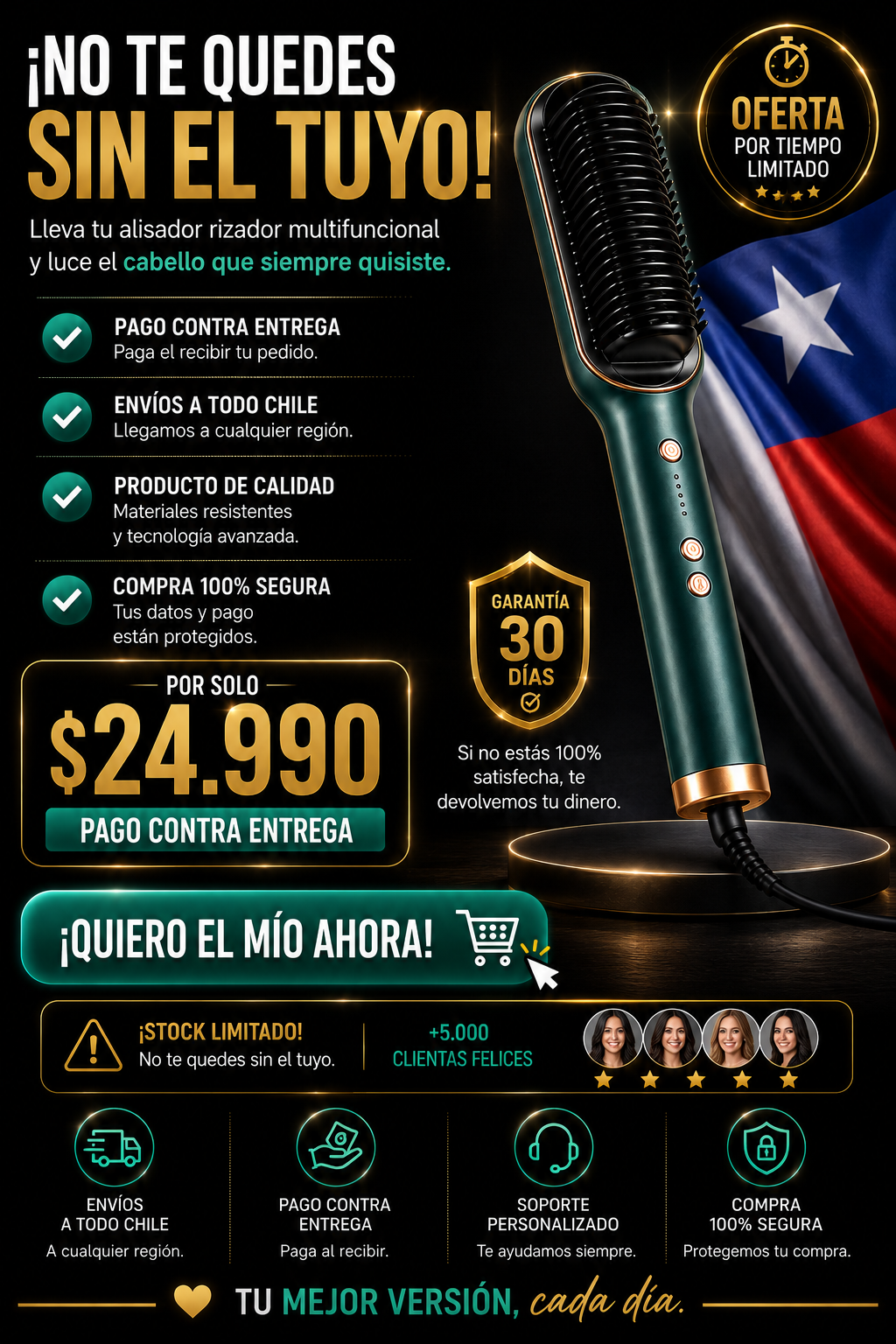 Cepillo Alisador Rizador Multifuncional